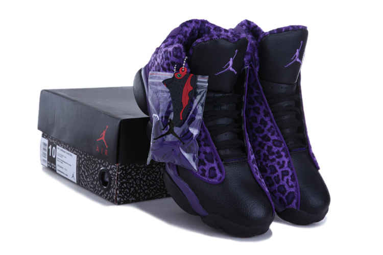 Authentic 2013 Air Jordan 13 Leopard Print Black Purple Shoes - Click Image to Close