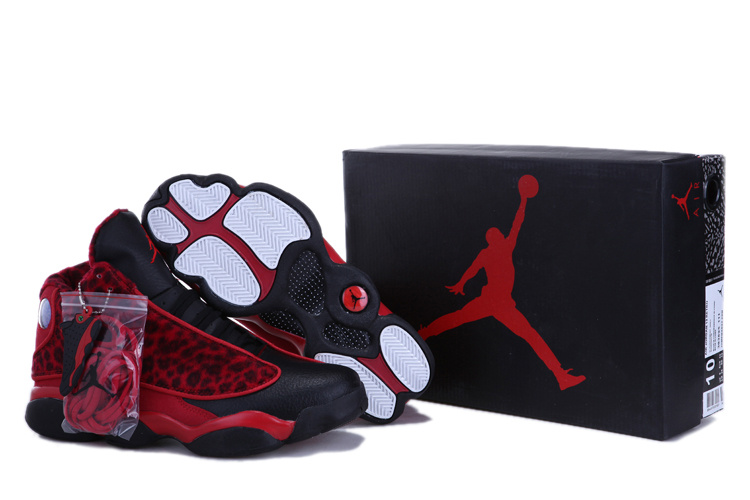 Authentic 2013 Air Jordan 13 Leopard Print Black Red Shoes - Click Image to Close