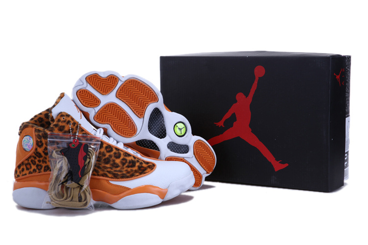 Authentic 2013 Air Jordan 13 Leopard Print White Yellow Shoes - Click Image to Close