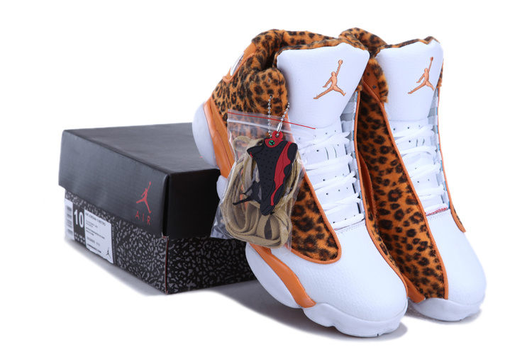 Authentic 2013 Air Jordan 13 Leopard Print White Yellow Shoes - Click Image to Close