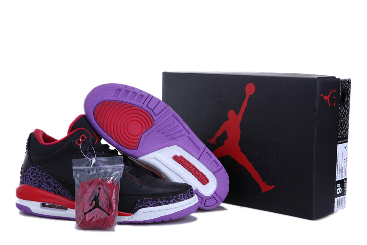 Authentic Jordan Retro 3 Black Red White Shoes - Click Image to Close