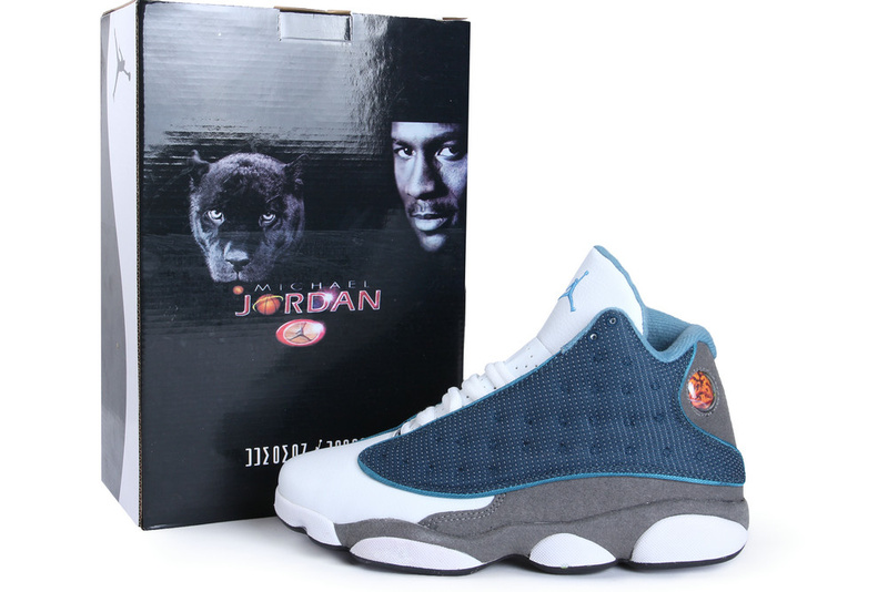 Hardback Authentic Jordan 13 White Blue Grey Shoes