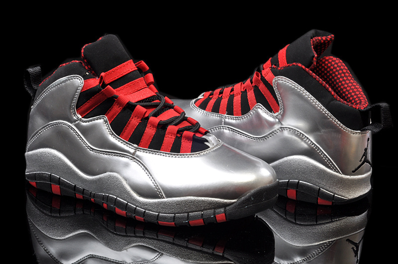 2014 Jordan 10 Retro Sliver Red Shoes - Click Image to Close