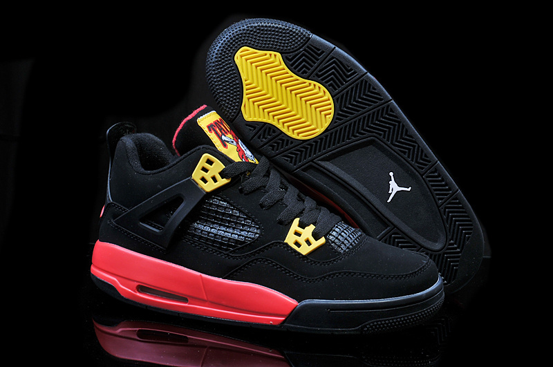 2014 Jordan 4 Retro Pirate Black Yellow Red Shoes