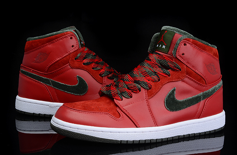 New Air Jordan Retro 1 All Red Green - Click Image to Close