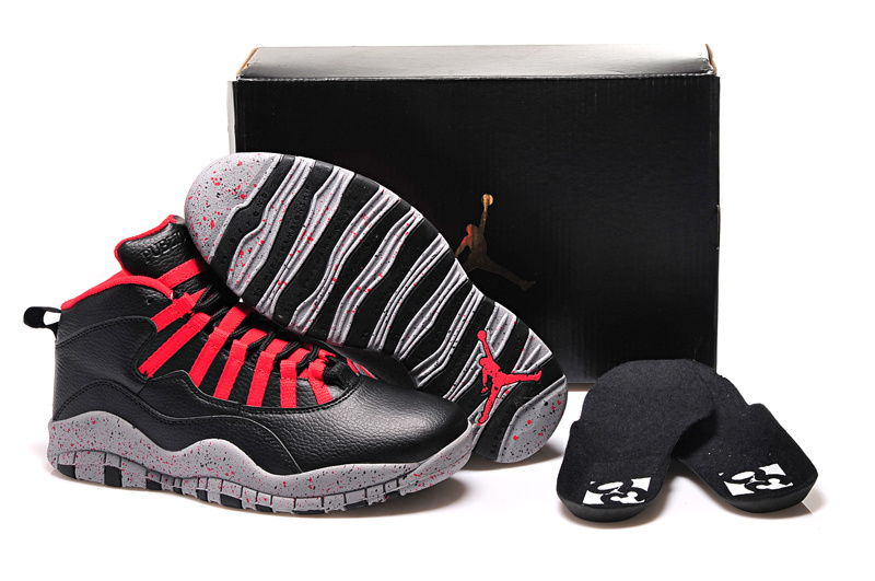 2015 Air Jordan 10 GS PSNY Public School Black Grey Gym Red - Click Image to Close