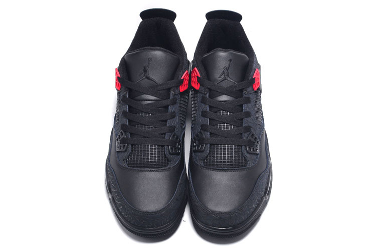 New Air Jordan Retro 4 Crack Print All Black Lovers - Click Image to Close