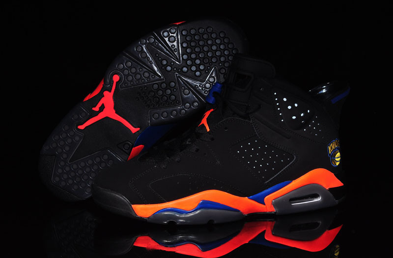 New Air Jordan Retro 6 Knicks World Cup Black Orange Blue Lovers - Click Image to Close