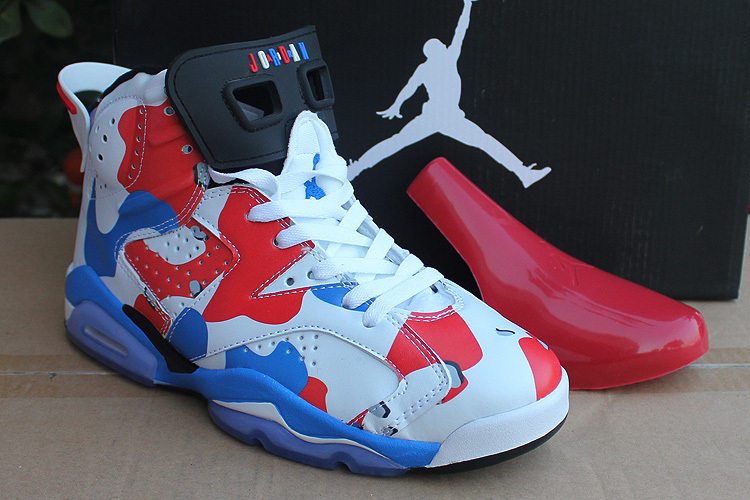 New Air Jordan Retro 6 White Red Blue Lovers