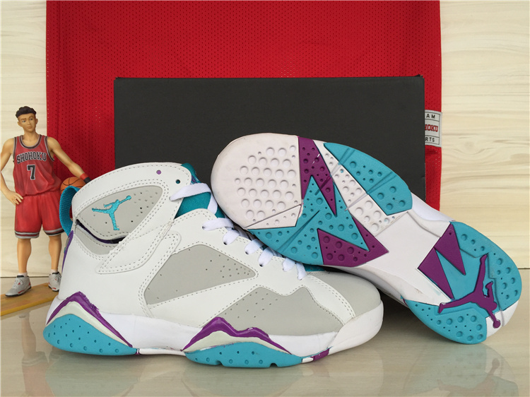 2015 Air Jordan 7 Retro GS Neutral Grey Mineral Blue - Click Image to Close