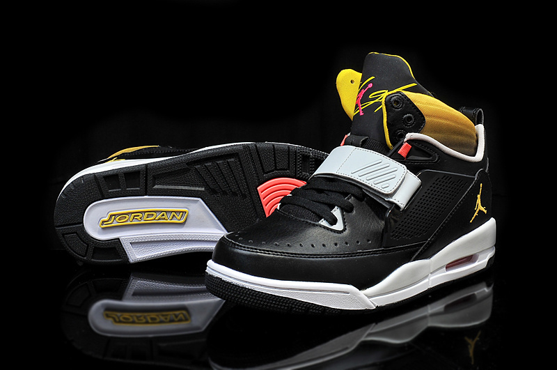 Cheap 2015 Real Jordan Flight 97 Black Grey Yellow Shoes - Click Image to Close