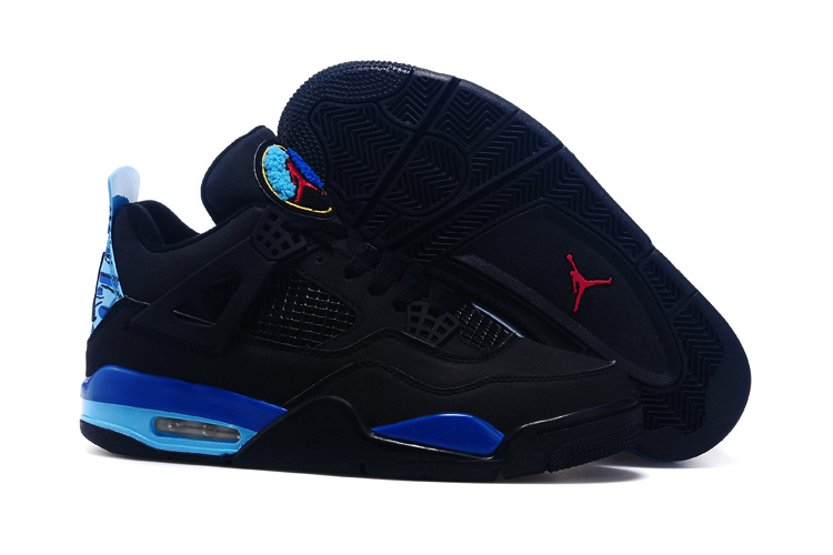 Real 2015 Black Blue Red Air Jordan 4 And Shoes - Click Image to Close