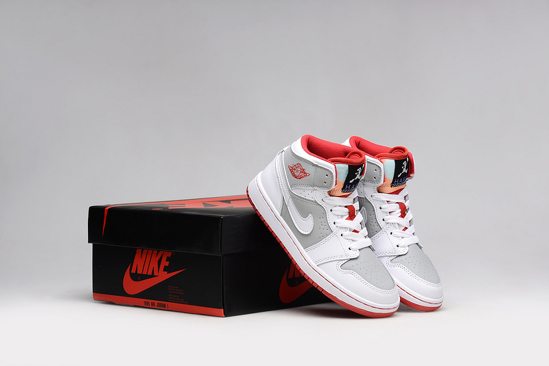 Real 2015 Bugs Bunny Air Jordan 1 White Red Grey Shoes - Click Image to Close