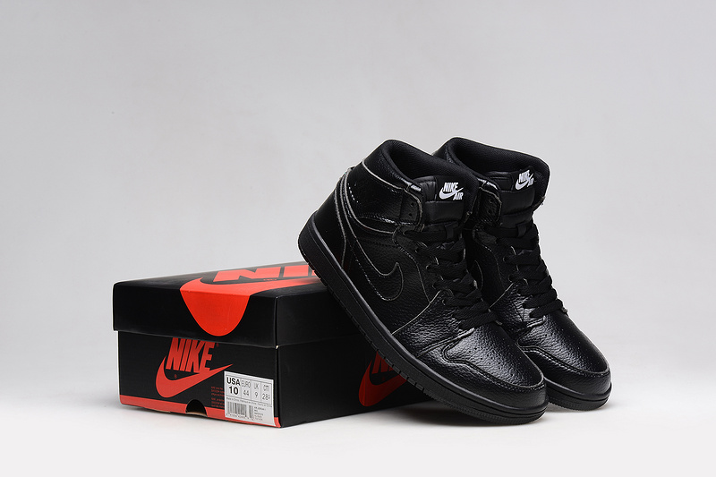 Cheap Real 2015 Air Jordan 1 All Black Shoes - Click Image to Close