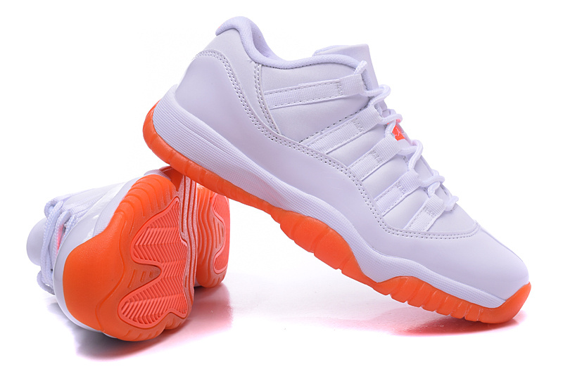 2015 Air Jordan 11 White Orange Shoes For Women