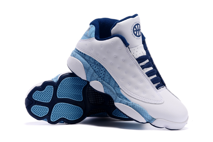 Cheap New Air Jordan 13 Low White Blue Shoes - Click Image to Close