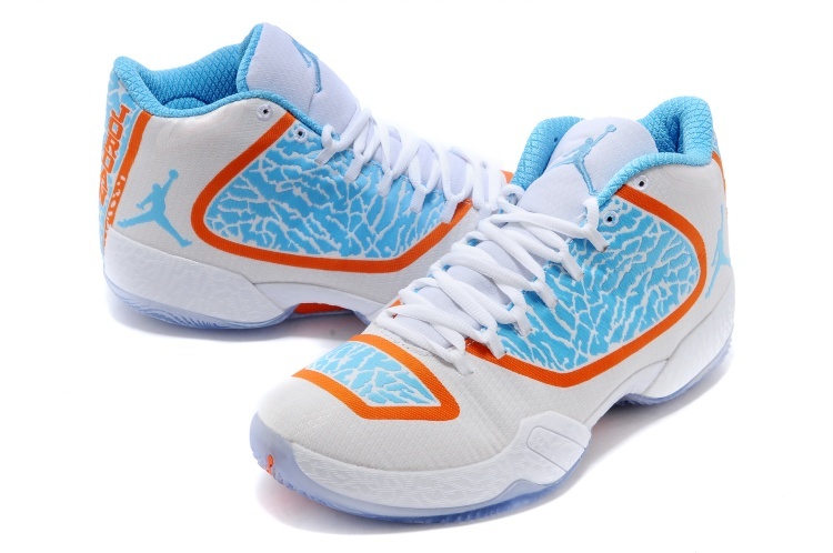 Cheap 2015 Air Jordan 29 White Blue Orange Shoes - Click Image to Close