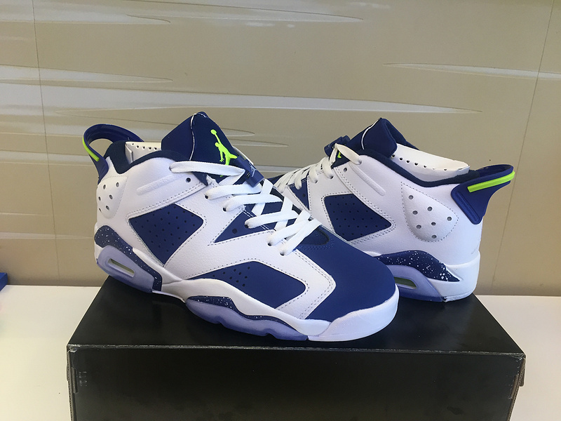 Cheap New Air Jordan 6 Low White Blue Fluorscent Shoes - Click Image to Close