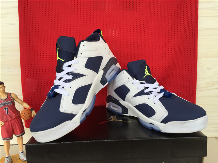 Cheap New Air Jordan 6 Low White Deep Blue Shoes - Click Image to Close