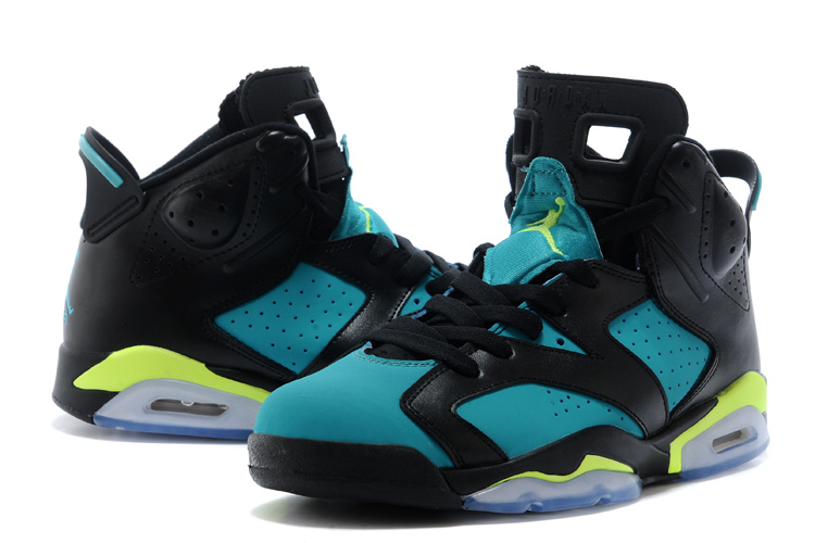 2015 Air Jordan 6 Retro Black Blue Fluorscent Lover Shoes - Click Image to Close