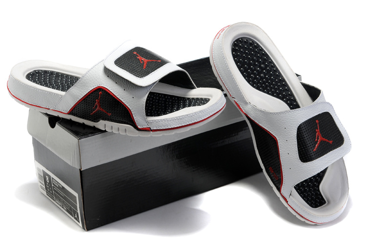 New Air Jordan Hydro 5 White Black Red Sandal - Click Image to Close