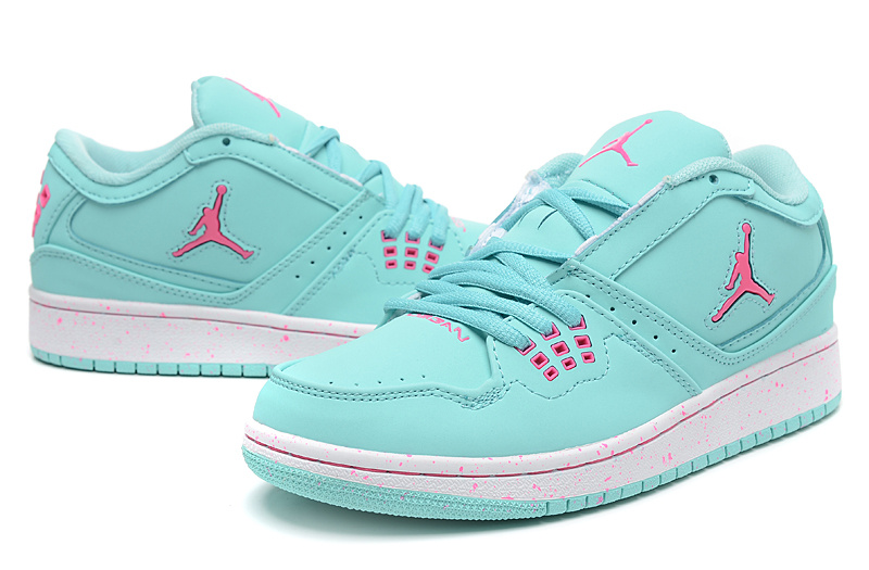 Real Air Jordan 1 Flight Low Green Pink Shoes - Click Image to Close