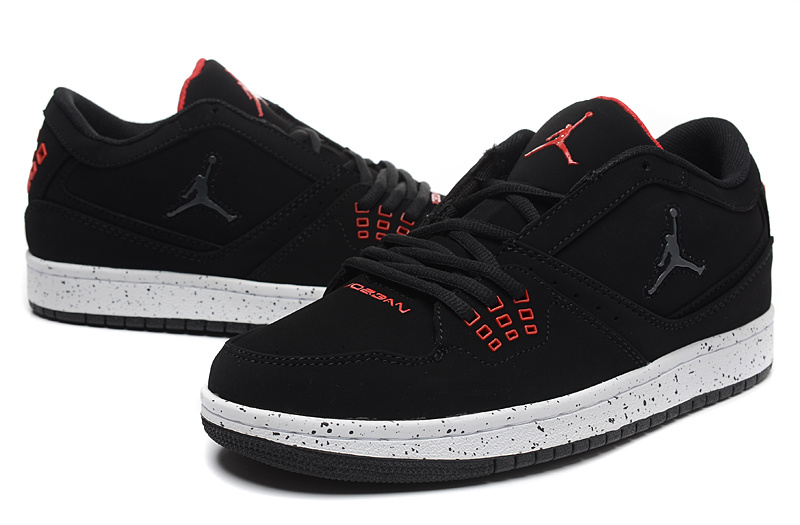 Real 2015 Air Jordan 1 Low Black Red Shoes