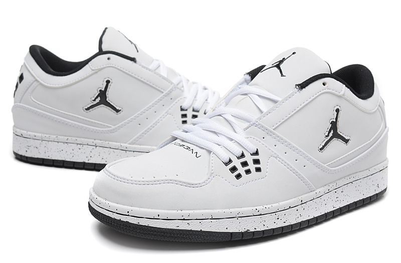 Real 2015 Air Jordan 1 Low White Black Jumpman Shoes - Click Image to Close