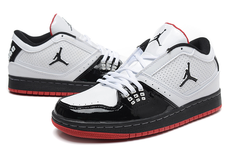 Real 2015 Air Jordan 1 Low White Black Red Shoes - Click Image to Close