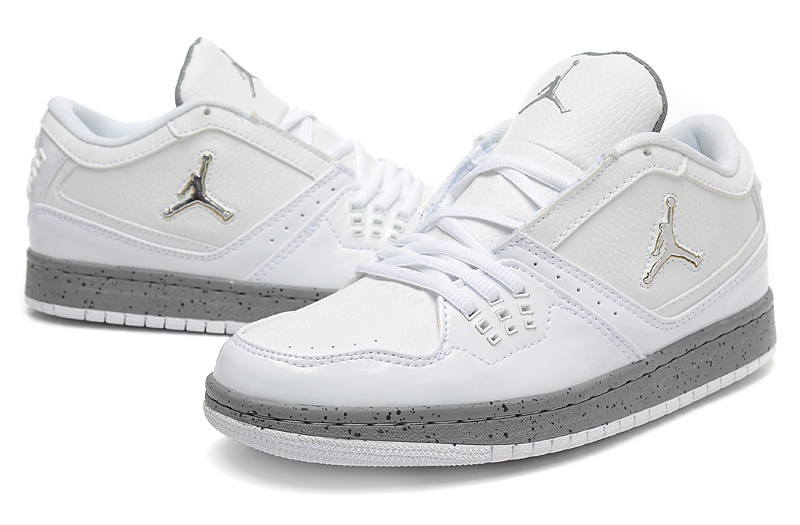 Real 2015 Air Jordan 1 Low White Grey Shoes
