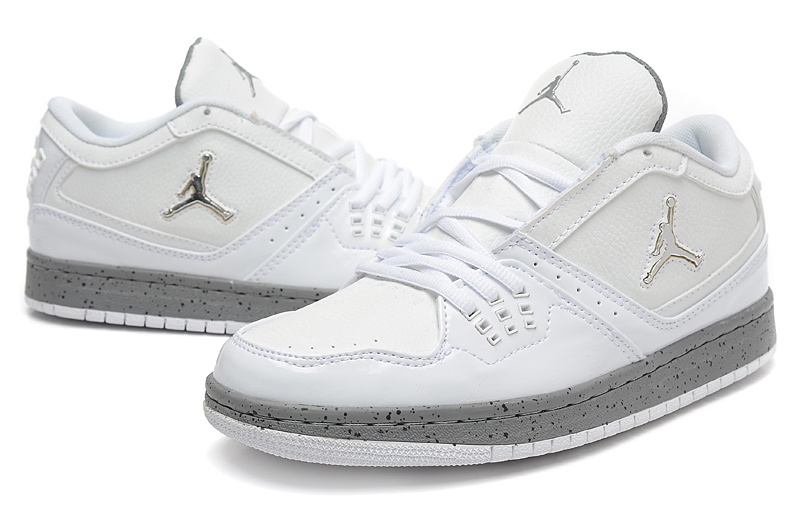 Real 2015 Air Jordan 1 Low White Grey Shoes - Click Image to Close