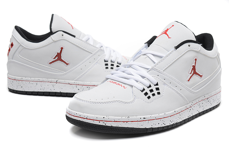 Real 2015 Air Jordan 1 Low White Red Jumpman Shoes
