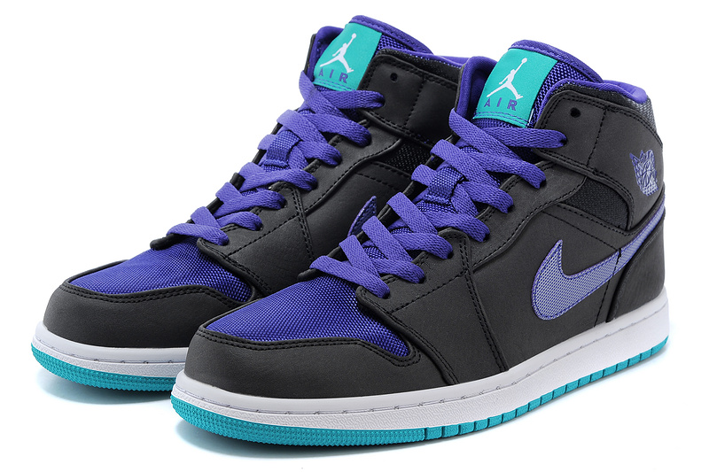 Real 2015 Air Jordan 1 Retro Black Blue Shoes