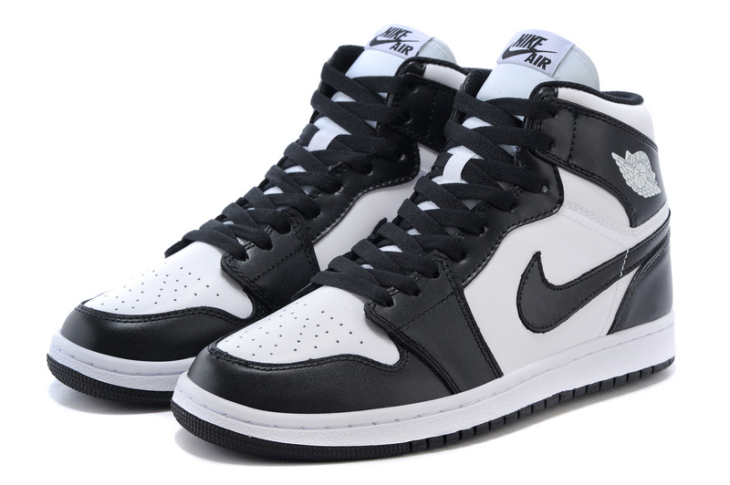 Real 2015 Air Jordan 1 Retro Black White Shoes - Click Image to Close