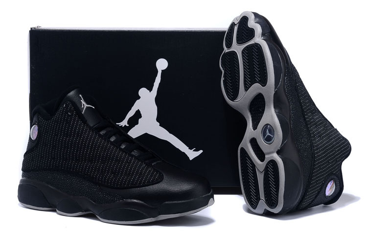 Real 2015 Air Jordan 13 Retro All Black Shoes - Click Image to Close