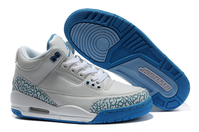 Real 2015 Air Jordan 3 Retro Grey Blue Lover Shoes