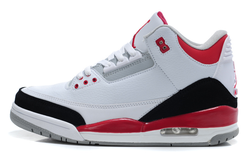 Real 2015 Air Jordan 3 Retro White Red Black Lover Shoes