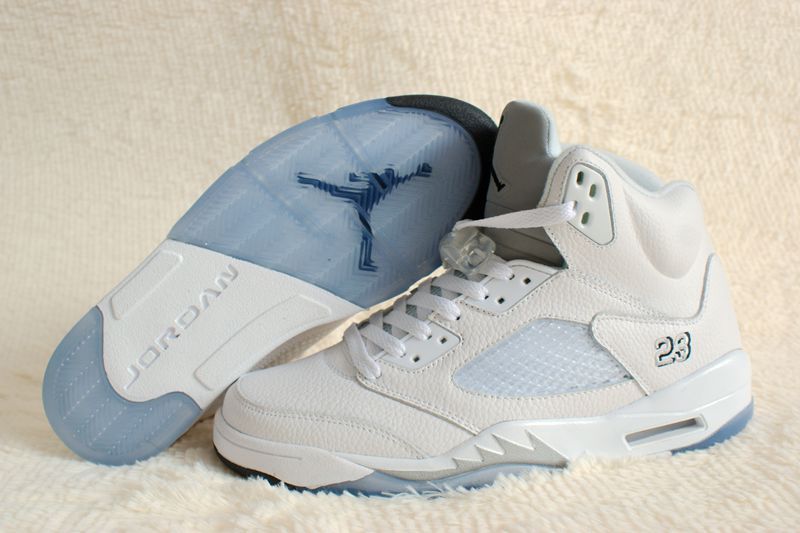 Real 2015 Air Jordan 5 Retro All White Shoes