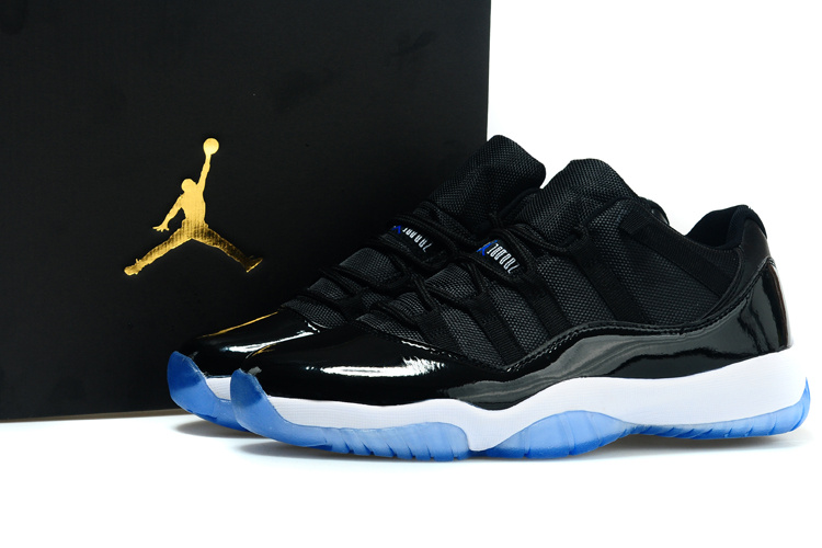 2015 Air Jordan 11 Low Black White Blue Shoes - Click Image to Close