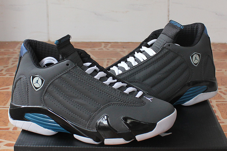 2015 Air Jordan 14 Black Grey Blue Shoes