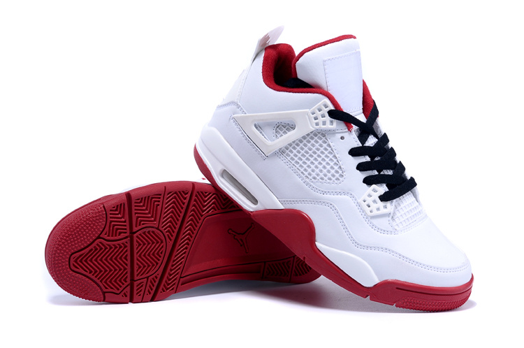 2015 Air Jordan 4 White Red Black Shoes - Click Image to Close