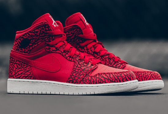 2016 Air Jordan 1 Red Elephant Print Gym Red Black White Team Red