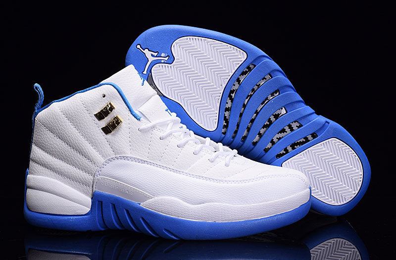 2016 Air Jordan 12 White Metallic Gold University Blue - Click Image to Close