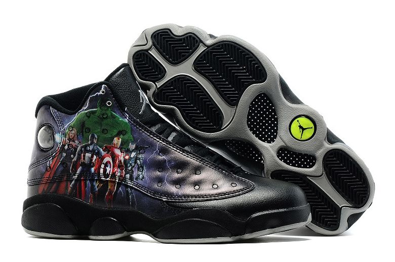 2016 Air Jordan 13 Avengers Custom Black Print Cheap Sale