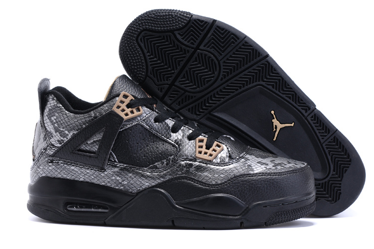 2016 Air Jordan 4 Black Snakeskin Black Grey - Click Image to Close