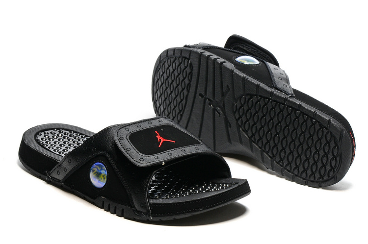 2016 Air Jordan Hydro 13 Slide Sandals Black Gym Red - Click Image to Close