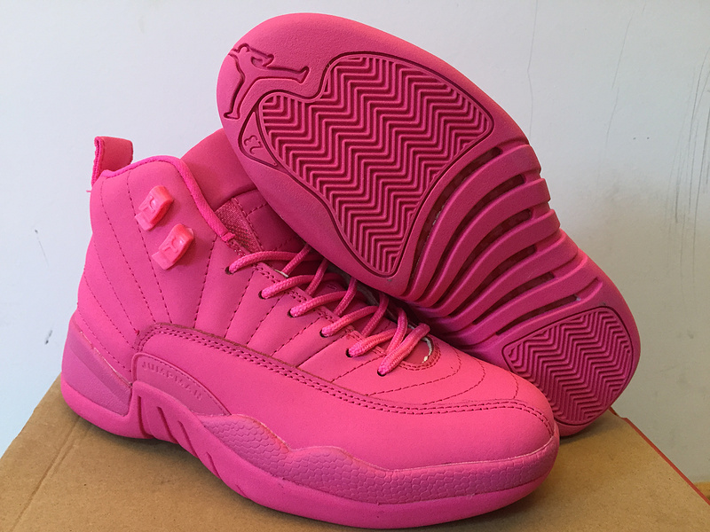 2016 Girls Air Jordan 12 GS All Pink Shoes - Click Image to Close