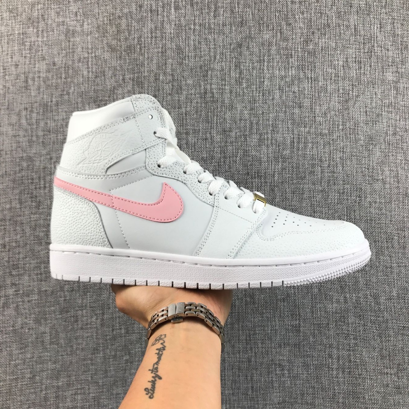 2017 Women Air Jordan 1 Grey Pink - Click Image to Close