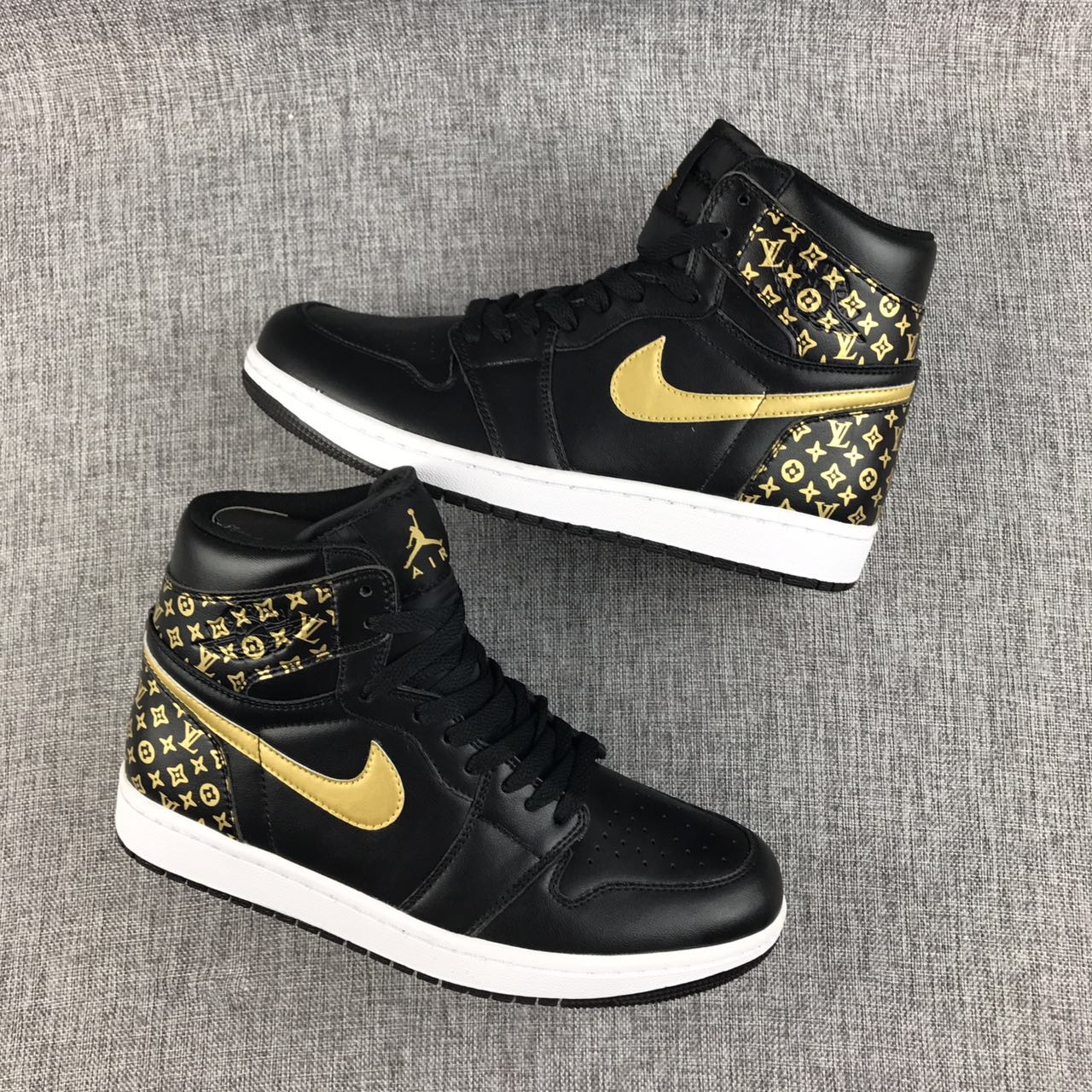 2017 Men Air Jordan 1 Black Yellow Shoes