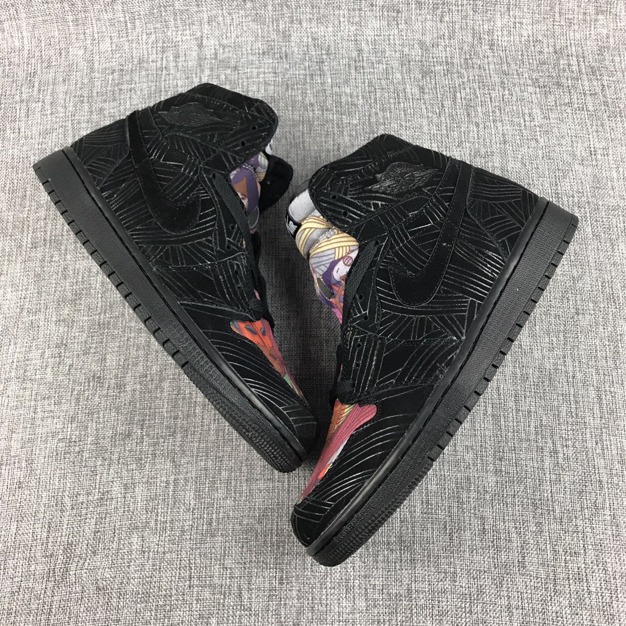 2017 Men Air Jordan 1 Laser Graffiti Black Shoes